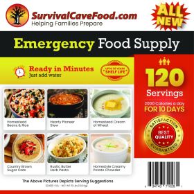 Ultimate 120-Serving Emergency Meal Kit | 25-Year Shelf Life | High-Calorie Survival Food Made in USA