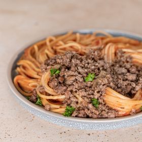Canned Ground Beef With Spaghetti On A Plate