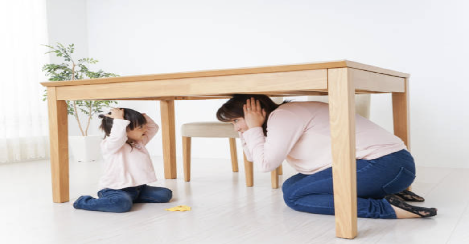 Child/woman under table
